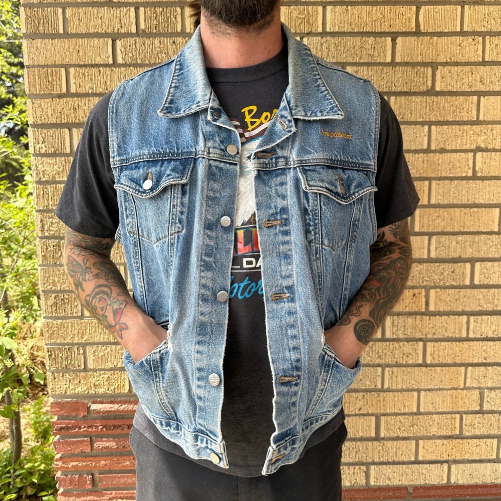 80s Vintage Denim Harley Davidson vest